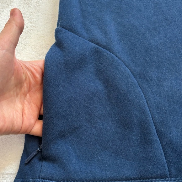 Athleta Pullover Dark Blue Cozy Karma Asymmetrical Zip Fleece Sweatshirt Size M - Picture 11 of 13